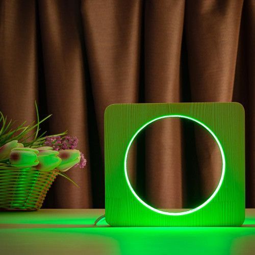 Фото Светильник ночник ArtEco Light с дерева LED "Круг" с пультом и регулировкой цвета, RGB 1021451,