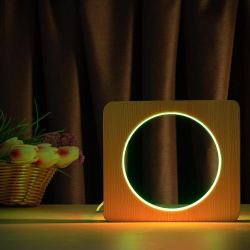Фото Светильник ночник ArtEco Light с дерева LED "Круг" с пультом и регулировкой цвета, двойной RGB 1021452,