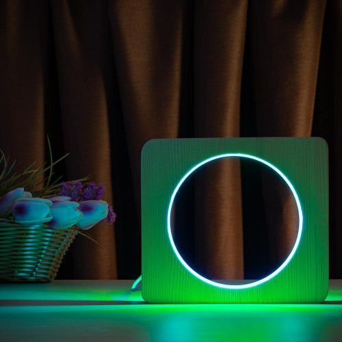 Фото Светильник ночник ArtEco Light с дерева LED "Круг" с пультом и регулировкой цвета, двойной RGB 1021452,