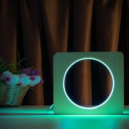 Фото Светильник ночник ArtEco Light с дерева LED "Круг" с пультом и регулировкой цвета, двойной RGB 1021452,